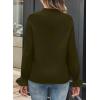 imageAstylish Womens Casual Blouses ButtonDown Business Work Tops Long Sleeve Mandarin Neck Pleated Shirts 2025 Fall OutfitsGreen