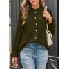 imageAstylish Womens Casual Blouses ButtonDown Business Work Tops Long Sleeve Mandarin Neck Pleated Shirts 2025 Fall OutfitsGreen
