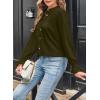 imageAstylish Womens Casual Blouses ButtonDown Business Work Tops Long Sleeve Mandarin Neck Pleated Shirts 2025 Fall OutfitsGreen