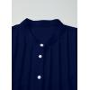 imageAstylish Womens Casual Blouses ButtonDown Business Work Tops Long Sleeve Mandarin Neck Pleated Shirts 2025 Fall OutfitsNavy Blue