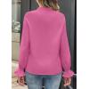 imageAstylish Womens Casual Blouses ButtonDown Business Work Tops Long Sleeve Mandarin Neck Pleated Shirts 2025 Fall OutfitsPink