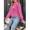 imageAstylish Womens Casual Blouses ButtonDown Business Work Tops Long Sleeve Mandarin Neck Pleated Shirts 2025 Fall OutfitsPink