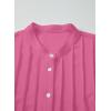 imageAstylish Womens Casual Blouses ButtonDown Business Work Tops Long Sleeve Mandarin Neck Pleated Shirts 2025 Fall OutfitsPink