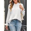 imageAstylish Womens Casual Blouses ButtonDown Business Work Tops Long Sleeve Mandarin Neck Pleated Shirts 2025 Fall OutfitsWhite
