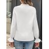 imageAstylish Womens Casual Blouses ButtonDown Business Work Tops Long Sleeve Mandarin Neck Pleated Shirts 2025 Fall OutfitsWhite