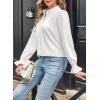 imageAstylish Womens Casual Blouses ButtonDown Business Work Tops Long Sleeve Mandarin Neck Pleated Shirts 2025 Fall OutfitsWhite