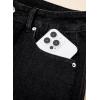 imageAstylish Womens Cotton HighWaisted WideLeg Jeans with TieSide Detail Fashion Fall Western Casual PantsBlack