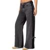 imageAstylish Womens Cotton HighWaisted WideLeg Jeans with TieSide Detail Fashion Fall Western Casual PantsDark Grey