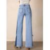 imageAstylish Womens Cotton HighWaisted WideLeg Jeans with TieSide Detail Fashion Fall Western Casual PantsDusk Blue