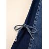 imageAstylish Womens Cotton HighWaisted WideLeg Jeans with TieSide Detail Fashion Fall Western Casual PantsStone Blue