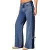 imageAstylish Womens Cotton HighWaisted WideLeg Jeans with TieSide Detail Fashion Fall Western Casual PantsStone Blue