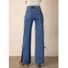 imageAstylish Womens Cotton HighWaisted WideLeg Jeans with TieSide Detail Fashion Fall Western Casual PantsStone Blue