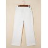 imageAstylish Womens High Waisted Jeans Stretchy Flared Straight Leg Loose Trendy Raw Hem Denim PantsWhite