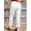 imageAstylish Womens High Waisted Jeans Stretchy Flared Straight Leg Loose Trendy Raw Hem Denim PantsWhite