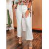 imageAstylish Womens High Waisted Jeans Stretchy Flared Straight Leg Loose Trendy Raw Hem Denim PantsWhite