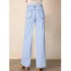 imageAstylish Womens High Waisted Loose Fit Ripped Denim Jeans Casual Wide Leg PantsBeau Blue