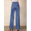 imageAstylish Womens High Waisted Loose Fit Ripped Denim Jeans Casual Wide Leg PantsDusk Blue