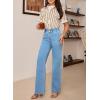 imageAstylish Womens HighWaist Wide Leg Jeans Fashion Fall Outfit 2025 Denim Stretch Casual PantsSky Blue
