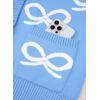 imageAstylish Womens Open Front Long Sleeve Cardigan Sweaters Bow Pattern Outwear Coat with PocketsLight Blue