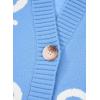 imageAstylish Womens Open Front Long Sleeve Cardigan Sweaters Bow Pattern Outwear Coat with PocketsLight Blue