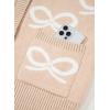imageAstylish Womens Open Front Long Sleeve Cardigan Sweaters Bow Pattern Outwear Coat with PocketsParchment