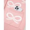 imageAstylish Womens Open Front Long Sleeve Cardigan Sweaters Bow Pattern Outwear Coat with PocketsPink