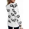 imageAstylish Womens Open Front Long Sleeve Cardigan Sweaters Bow Pattern Outwear Coat with PocketsWhite