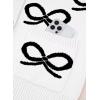 imageAstylish Womens Open Front Long Sleeve Cardigan Sweaters Bow Pattern Outwear Coat with PocketsWhite