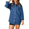 imageAstylish Womens Oversized Denim ButtonDown Shirt Long Sleeve Dressy Casual Business Work Fashion Fall OutfitAshleigh Blue