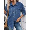 imageAstylish Womens Oversized Denim ButtonDown Shirt Long Sleeve Dressy Casual Business Work Fashion Fall OutfitAshleigh Blue