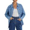 imageAstylish Womens Oversized Denim ButtonDown Shirt Long Sleeve Dressy Casual Business Work Fashion Fall OutfitBeau Blue