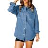 imageAstylish Womens Oversized Denim ButtonDown Shirt Long Sleeve Dressy Casual Business Work Fashion Fall OutfitBeau Blue
