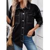 imageAstylish Womens Oversized Denim ButtonDown Shirt Long Sleeve Dressy Casual Business Work Fashion Fall OutfitBlack