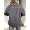 imageAstylish Womens Oversized Denim ButtonDown Shirt Long Sleeve Dressy Casual Business Work Fashion Fall OutfitLight Grey