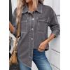 imageAstylish Womens Oversized Denim ButtonDown Shirt Long Sleeve Dressy Casual Business Work Fashion Fall OutfitLight Grey