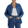 imageAstylish Womens Oversized Denim ButtonDown Shirt Long Sleeve Dressy Casual Business Work Fashion Fall OutfitNavy Blue