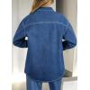 imageAstylish Womens Oversized Denim ButtonDown Shirt Long Sleeve Dressy Casual Business Work Fashion Fall OutfitNavy Blue