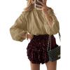 imageAstylish Ladies Sophisticated Top Relaxed High Collar Plain Shirt for AutumnLight French Beige