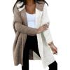 imageAstylish Women 2025 Fall Outfits Open Front Long Sleeve Hooded Knit Cardigan Sweaters Color Block Outwear CoatsKhaki