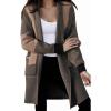 imageAstylish Women 2025 Open Front Long Sleeve Cardigan Casual Knit Sweaters Color Block Fall Outfits with PocketsBlack