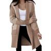 imageAstylish Women 2025 Open Front Long Sleeve Cardigan Casual Knit Sweaters Color Block Fall Outfits with PocketsDeep Khaki