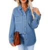 imageAstylish Womens Oversized Denim ButtonDown Shirt Long Sleeve Dressy Casual Business Work Fashion Fall OutfitBeau Blue