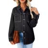 imageAstylish Womens Oversized Denim ButtonDown Shirt Long Sleeve Dressy Casual Business Work Fashion Fall OutfitBlack
