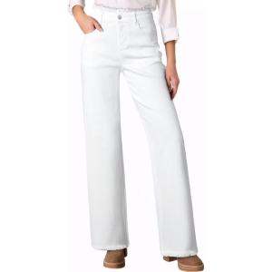imageAstylish Womens High Waisted Loose Fit Ripped Denim Jeans Casual Wide Leg PantsWhite