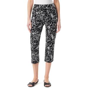 imageGloria Vanderbilt Womens Shape Effect Pull on High Rise Straight Leg Capri StandardBlack  Ink Brush Floral