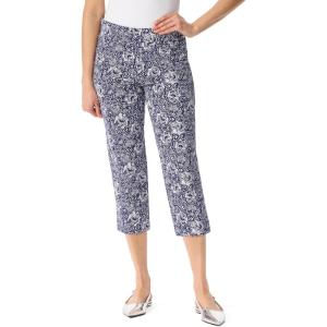 imageGloria Vanderbilt Womens Shape Effect Pull on High Rise Straight Leg Capri StandardNaval Blue Polynesian Nights