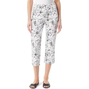 imageGloria Vanderbilt Womens Shape Effect Pull on High Rise Straight Leg Capri StandardVintage White  Ink Brush Floral