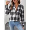 imageAstylish Womens V Neck Plaid Shirts Dressy Casual Blouses ButtonDown Business Work Boho Tops Long Sleeve 2025 Fall OutfitsBlack