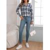 imageAstylish Womens V Neck Plaid Shirts Dressy Casual Blouses ButtonDown Business Work Boho Tops Long Sleeve 2025 Fall OutfitsBlue