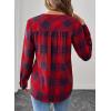 imageAstylish Womens V Neck Plaid Shirts Dressy Casual Blouses ButtonDown Business Work Boho Tops Long Sleeve 2025 Fall OutfitsRed